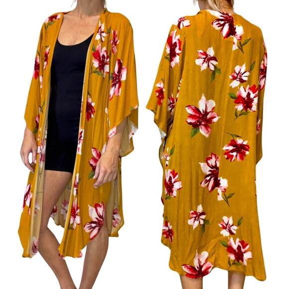 NWT* INFINITY RAINE Kimono Cardigan w/ Floral Print - Picture 6 of 13
